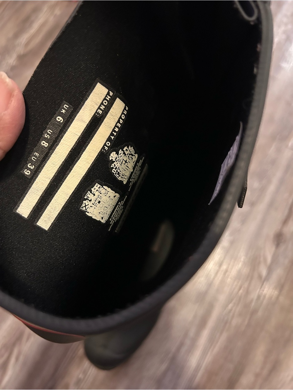 Hunter Black Tall Waterproof Rain Boots with Logo - Picture 3 of 5